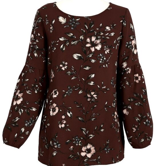 Apt. 9 Dark Purple Maroon 3/4 Sleeve Blouse - Picture 1 of 11